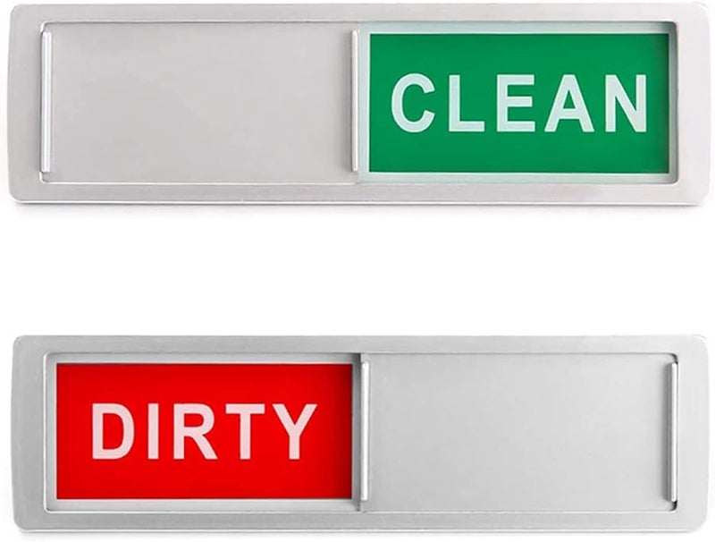 Dishwasher Magnet Dirty Clean Sign Sticker Silver Red And Green - Image 1